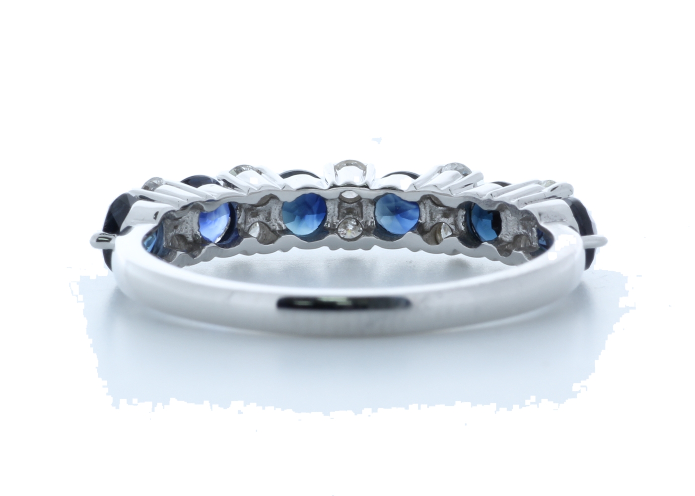 9ct White Gold Claw Set Semi Eternity Diamond and Sapphire Ring (S1.31) 0.31 Carats - Image 4 of 5