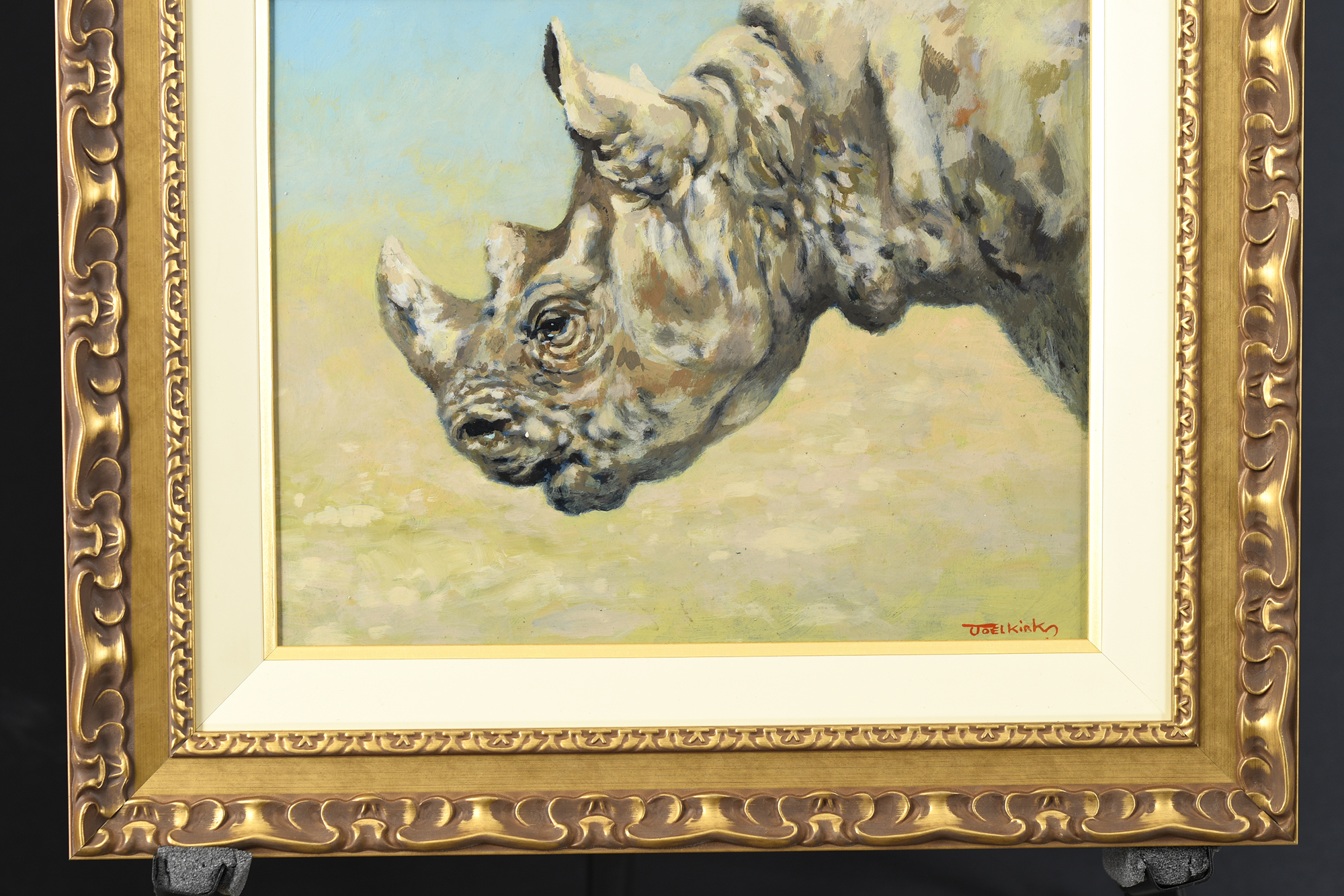 Original Oil Painting By Joel Kirk "White Rhino" - Image 3 of 5