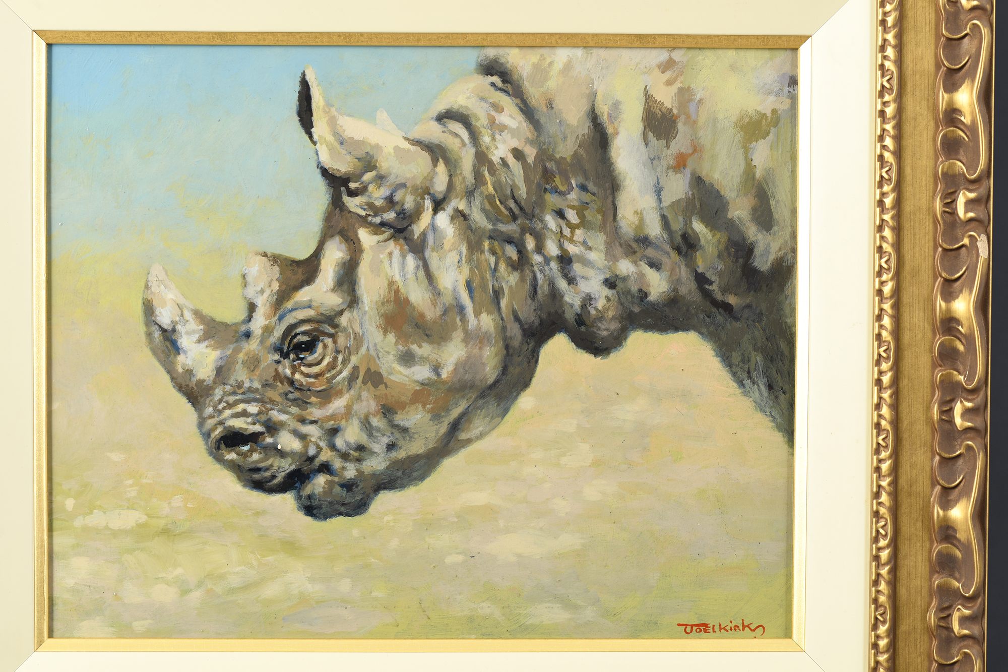 Original Oil Painting By Joel Kirk "White Rhino" - Image 5 of 5