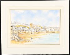 Original John Chisnall Watercolour "Beach Steps St. Ives"