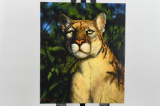 Mountain Lion Painting By English Artist Terence Vickress