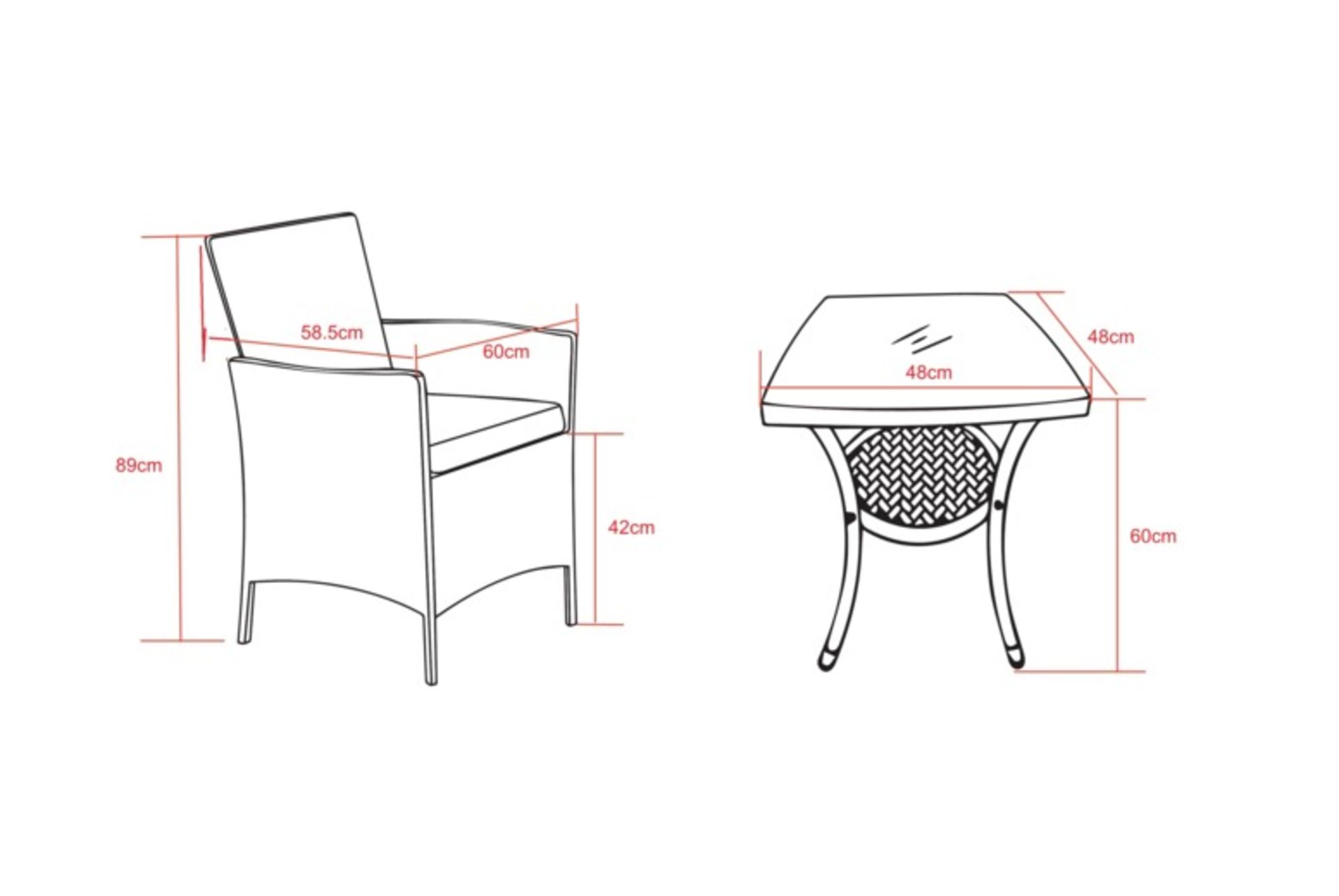 2-Seater Chiswick Rattan Bistro Set - Grey - Image 2 of 3