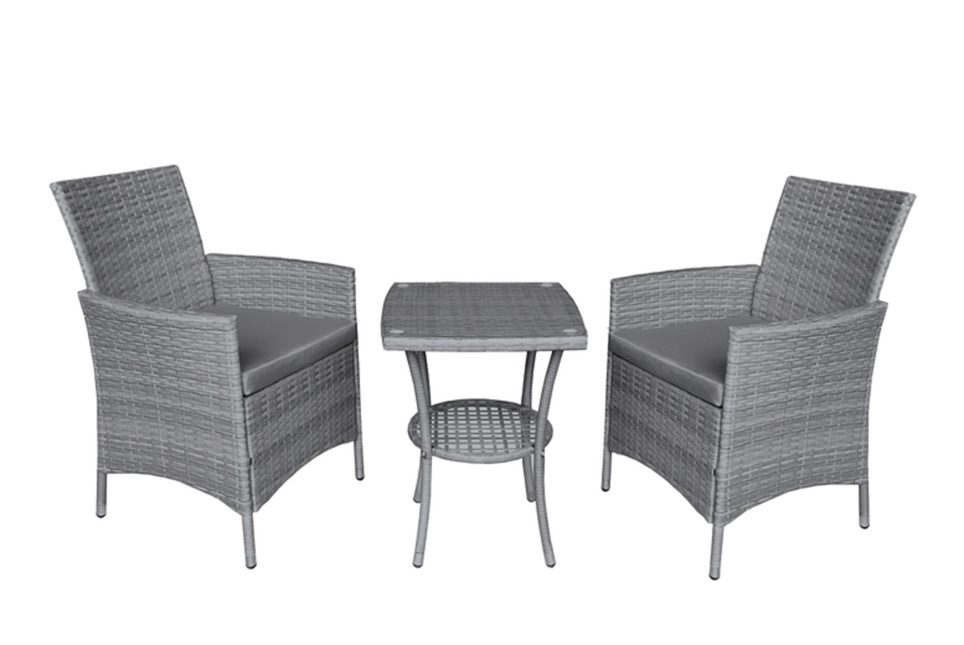 2-Seater Chiswick Rattan Bistro Set - Grey - Image 3 of 3