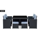 8-Seater Monument Rattan Cube Garden Furniture Dining Set - Black