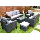 8-Seater Rattan Chair & Sofa Garden Furniture Set - Black