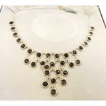 Sterling Silver Smokey Quartz Gemstone Chandelier Necklace New With Gift Box