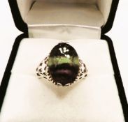 Sterling Silver 6CT Bi-Colour Amethyst Tourmaline Ring New With Gift Pouch