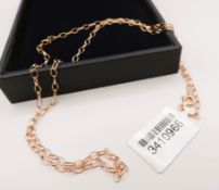 18 inch Rose Gold On Sterling Silver Belcher Chain Necklace New With Gift Pouch