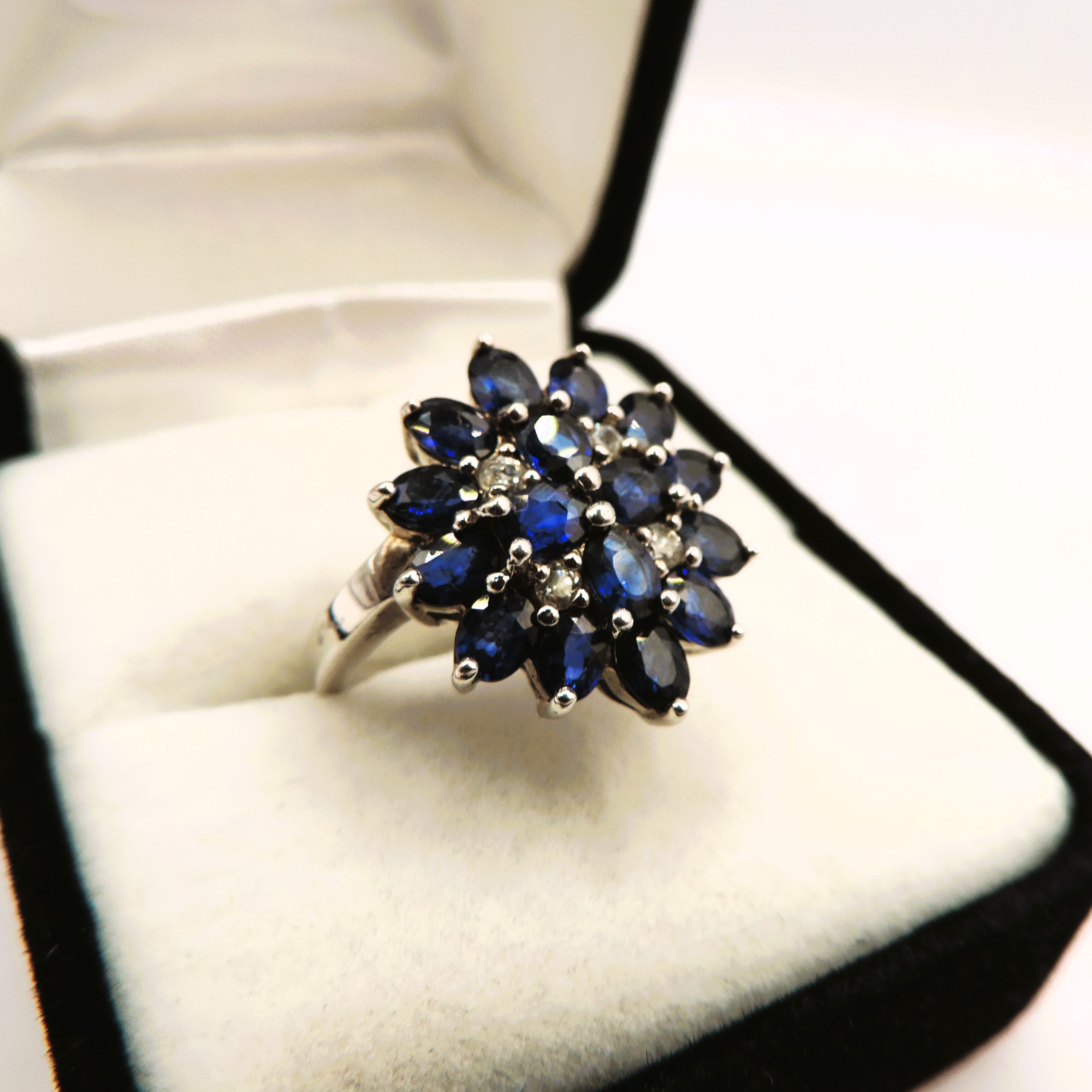 Sterling Silver Sapphire Cluster Ring New With Gift Pouch - Image 2 of 4