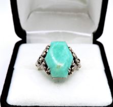 Vintage Artisan Sterling Silver Amazonite Ring