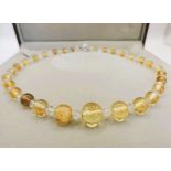 Art Deco Citrine & Rock Crystal Necklace Circa 1930's With Gift Box