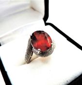 Sterling Silver Ruby Ring 3.8 carats New With Gift Pouch