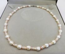 Cultured Pearl Necklace 20 inches Long Silver Clasp New With Gift Box