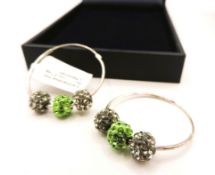 Sterling Silver Shamballa Ball Hoop Earrings New with Gift Pouch