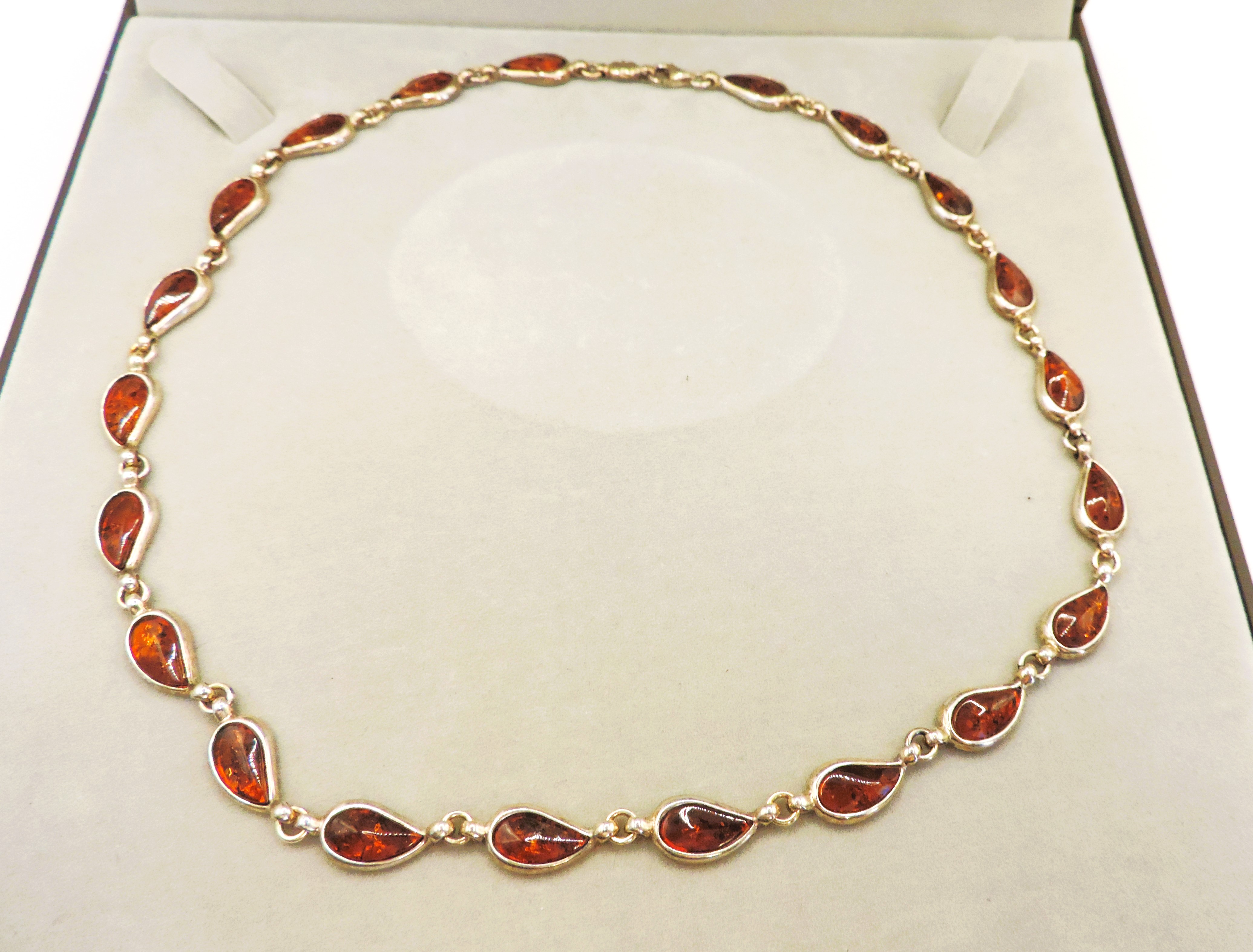 Sterling Silver Amber Necklace With Gift Box - Image 2 of 4