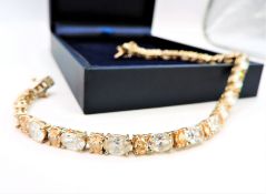Sterling Silver Champagne Zircon Gemstone Tennis Bracelet with Gift Box