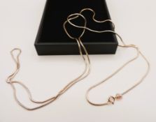 Rose Gold On Sterling Silver 32 inch Snake Chain New With Gift Pouch