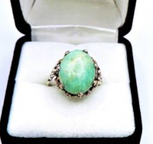 Vintage Artisan Sterling Silver Cabochon Amazonite Ring