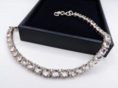 Sterling Silver Morganite Tennis Bracelet 13.5 CTS New With Gift Box