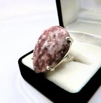 Sterling Silver Chunky Pink Thulite Ring