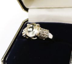 Sterling Silver 2CT Citrine & White Topaz Ring New with Gift Pouch