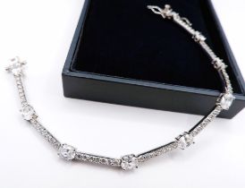Sterling Silver White Topaz Tennis Bracelet New With Gift Box