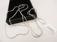 Italian 925 Silver Margarita Glitter Rock Chain Necklace 36 inches New With Gift Pouch