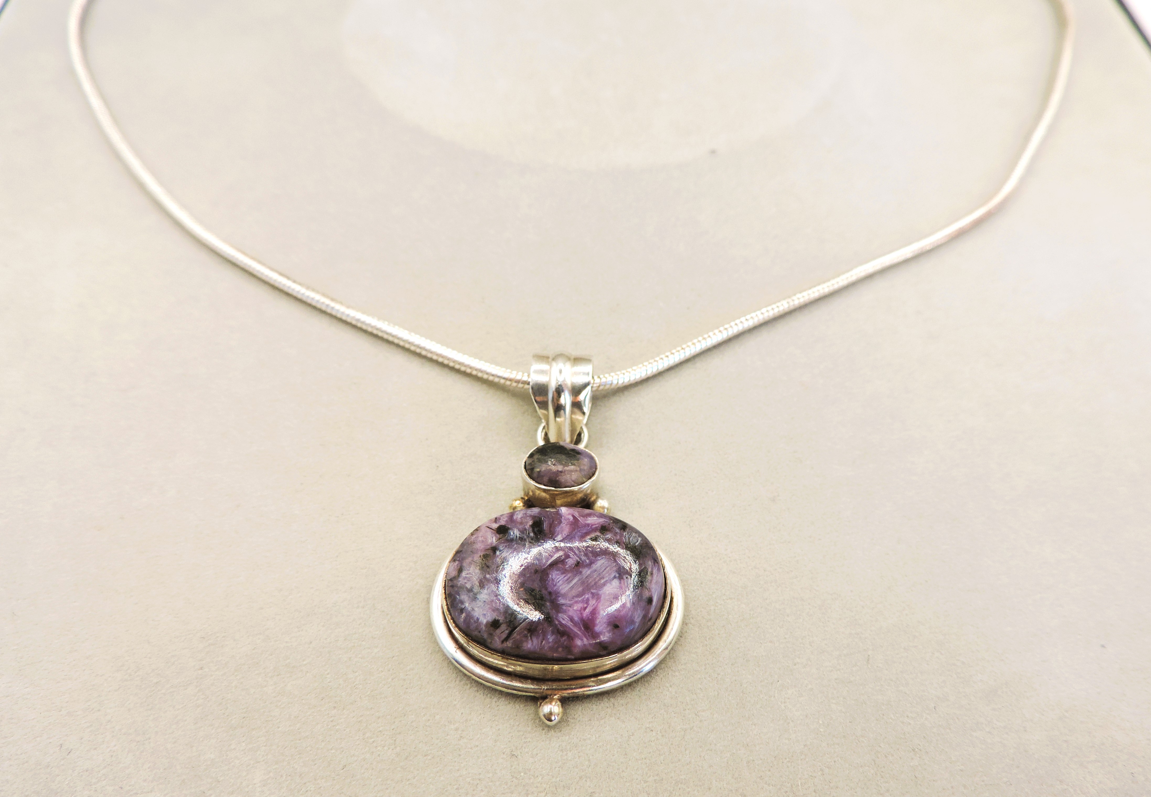 Artisan Sterling Silver Purple Charoite Necklace - Image 2 of 2