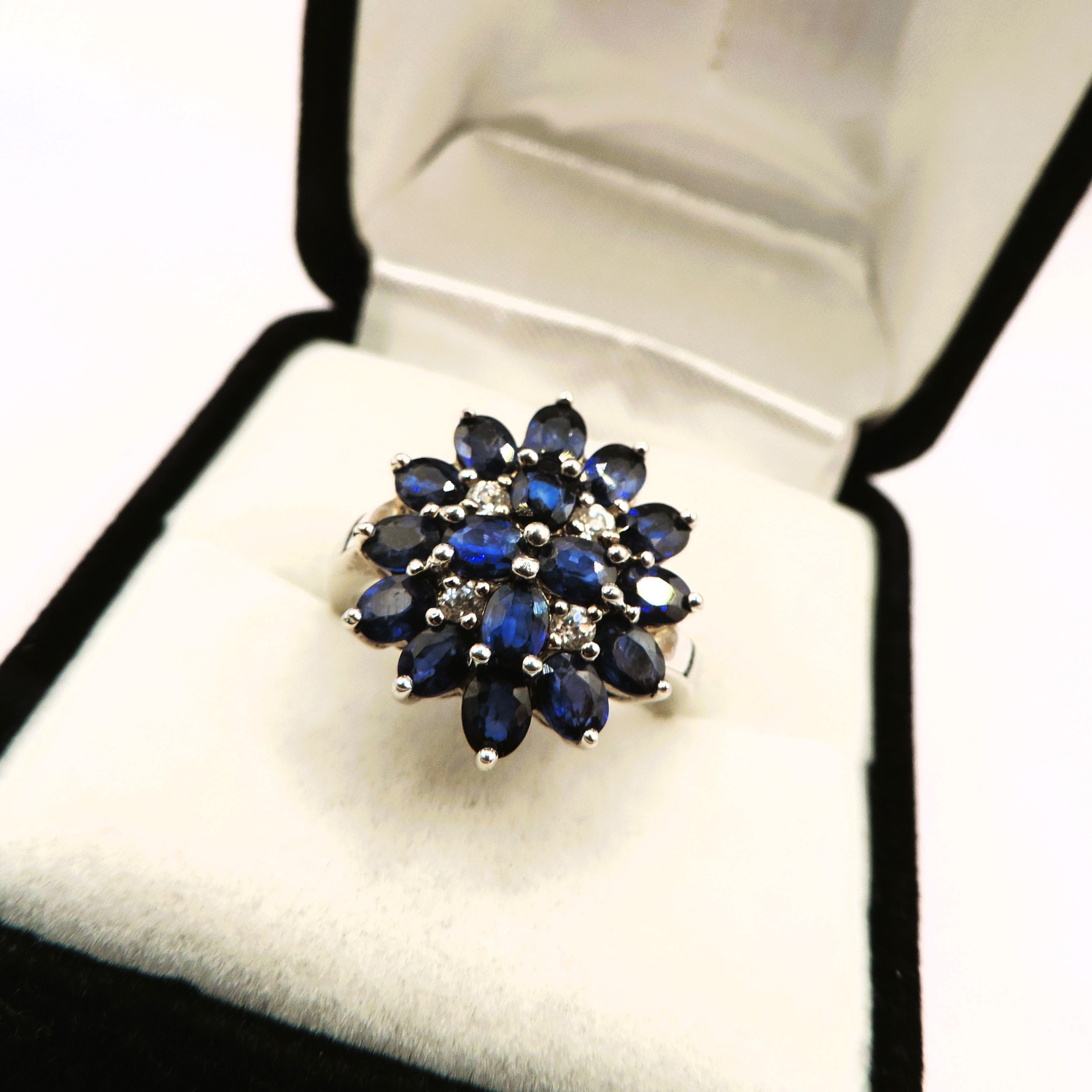 Sterling Silver Sapphire Cluster Ring New With Gift Pouch - Image 4 of 4