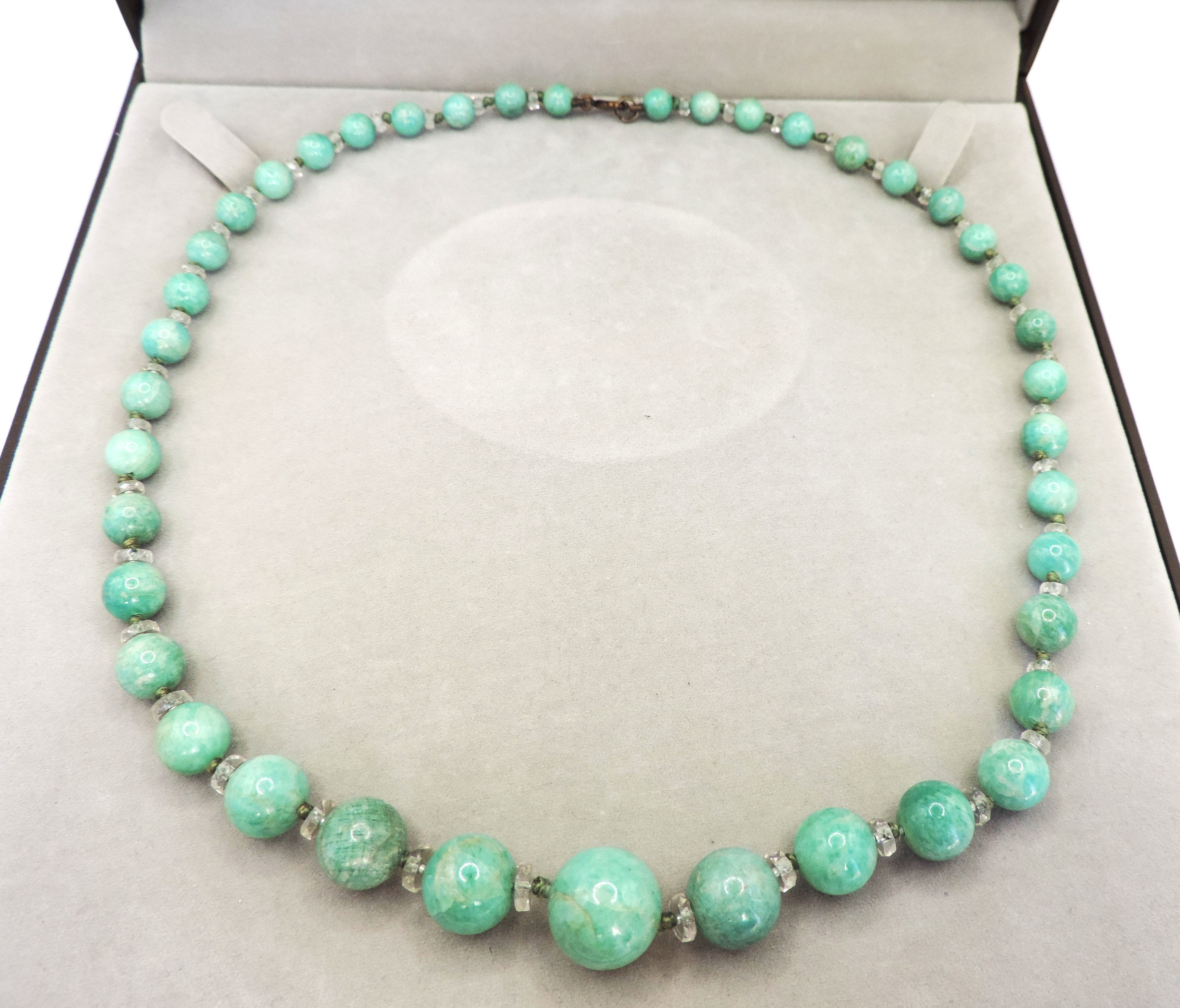 Vintage Graduated Amazonite Gemstone Bead Necklace