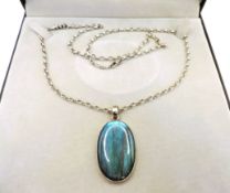 Artisan Sterling Silver Chunky Blue Labradorite Necklace 30 Grams