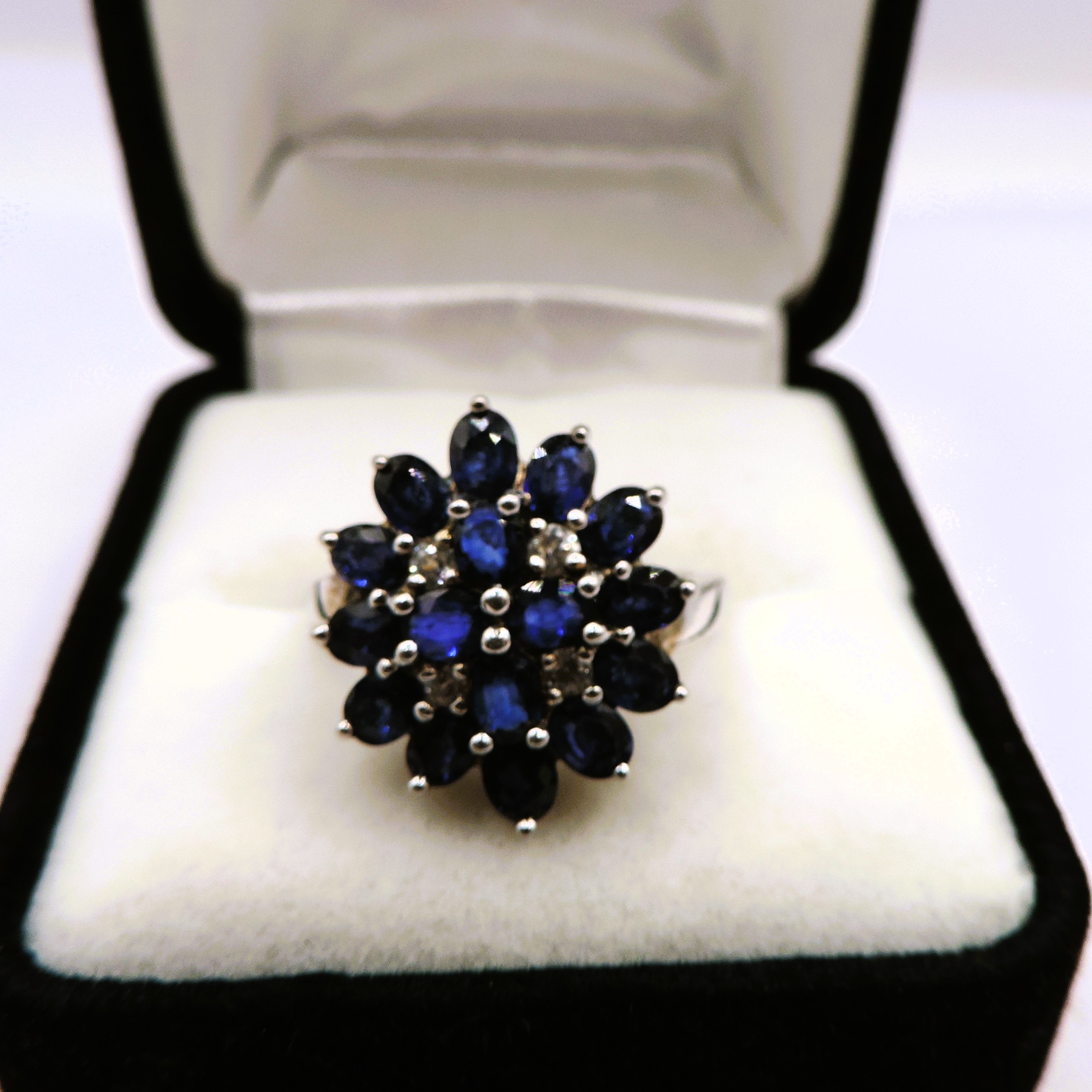 Sterling Silver Sapphire Cluster Ring New With Gift Pouch - Image 3 of 4