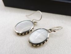 Artisan Sterling Silver Mother of Pearl Drop Earrings New with Gift Pouch