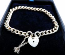 Vintage Sterling Silver Padlock Bracelet & Chain 13 grams