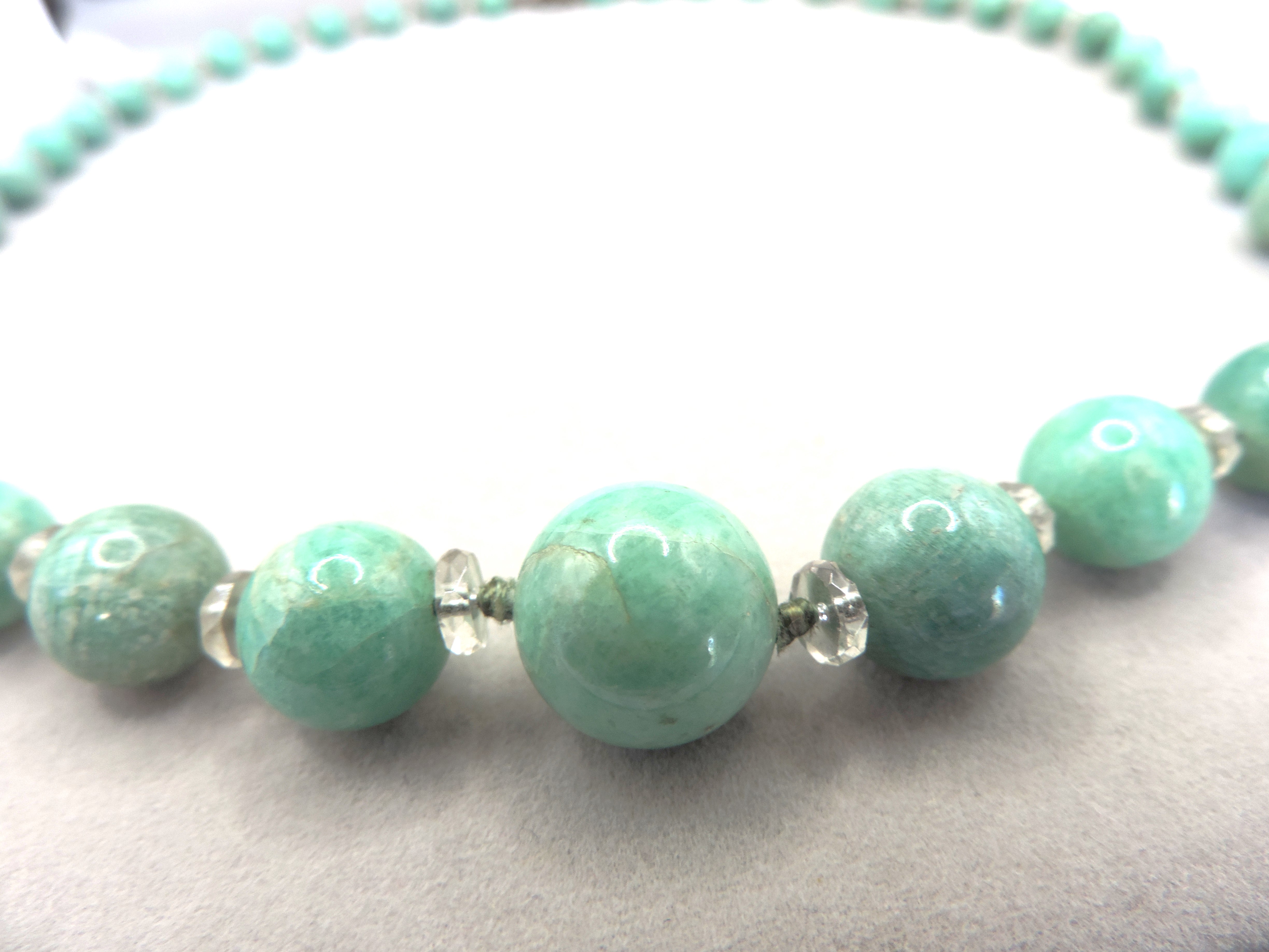 Vintage Graduated Amazonite Gemstone Bead Necklace - Image 3 of 4