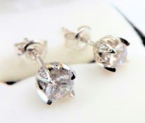 Sterling Silver Moissanite Stud Earrings New with Gift Pouch