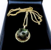 Artisan Gold on Sterling Silver Green Seraphinite & Peridot Necklace with Gift Pouch