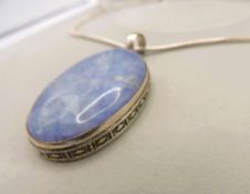 Artisan Sterling Silver Chunky Blue Agate Pendant Necklace