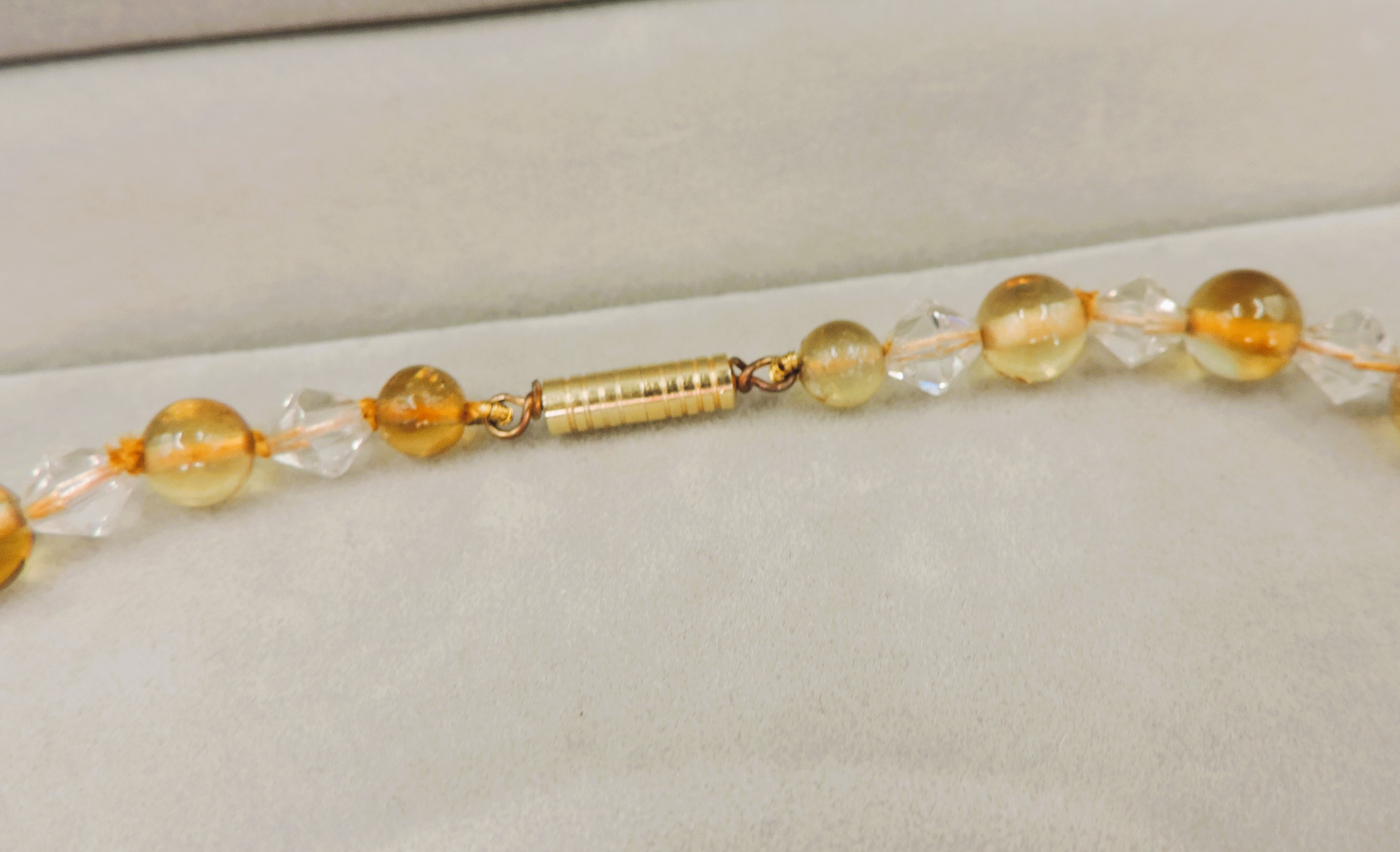 Vintage Citrine Bead & Rock Crystal Necklace 18 inches With Gift Pouch - Image 2 of 5