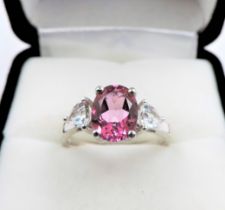 Pink Topaz Ring 2.86 carats Sterling Silver New with Gift Pouch