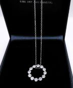 Sterling Silver Cubic Zirconia Circle of Life Necklace New with Gift Pouch