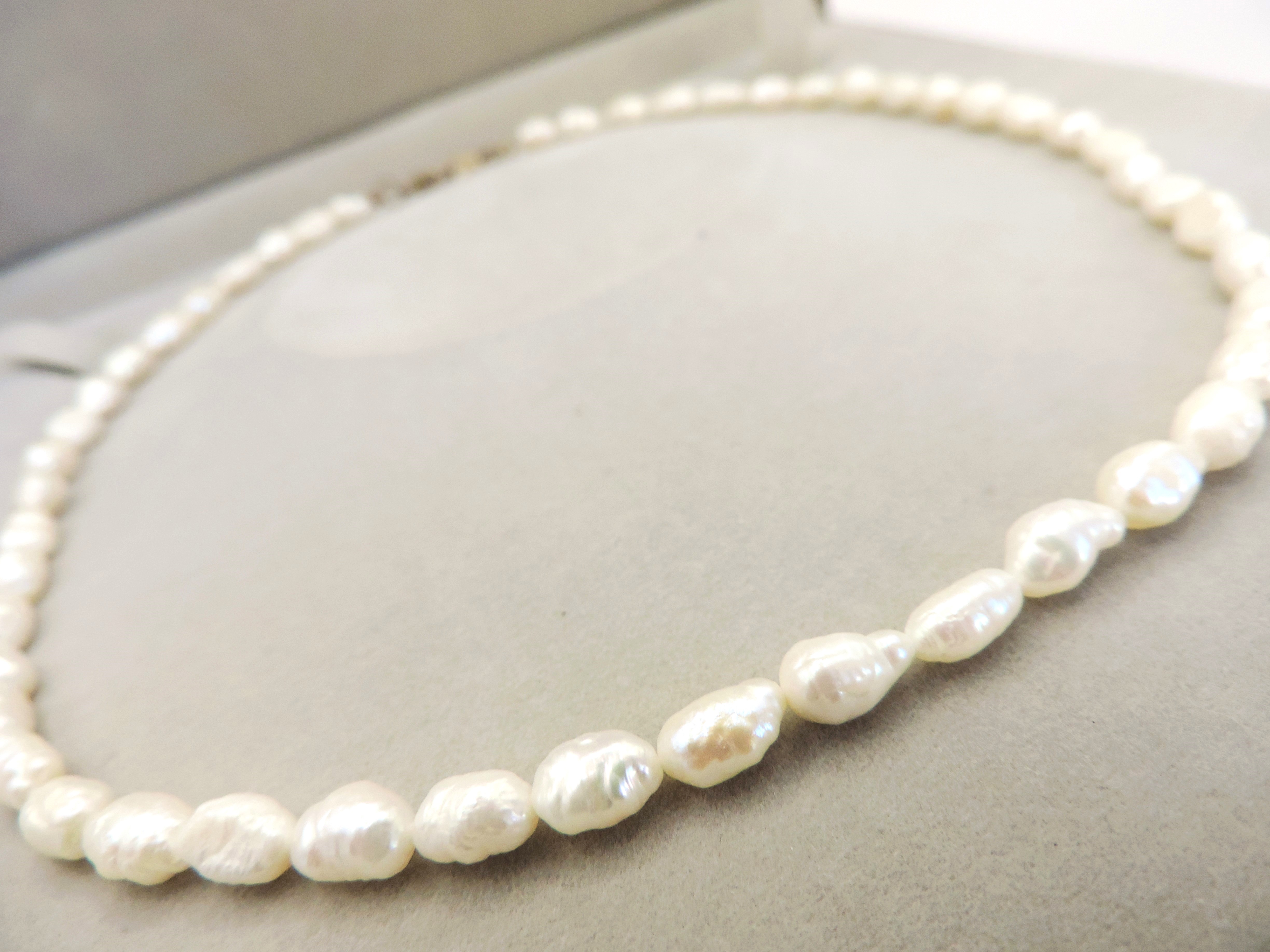 Cultured Rice Pearl Necklace Silver Clasp With Gift Pouch - Image 2 of 3