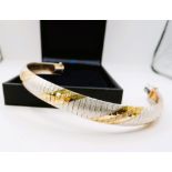 Milor Italy Bi-Colour Gold Sterling Silver Bangle/Bracelet With Gift Box