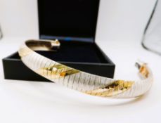 Milor Italy Bi-Colour Gold Sterling Silver Bangle/Bracelet With Gift Box