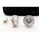 Tresor Paris Sterling Silver 7CT Cubic Zirconia Earrings New with Gift Pouch.