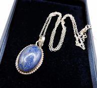 Sterling Silver Cabochon Lapis Lazuli Necklace