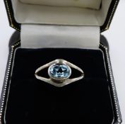 Sterling Silver Blue Topaz Ring New with Gift Pouch
