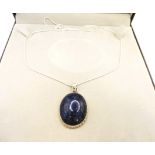 Artisan Sterling Silver Chunky Cabochon Lapis Lazuli Necklace With Gift Pouch