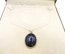 Artisan Sterling Silver Chunky Cabochon Lapis Lazuli Necklace With Gift Pouch