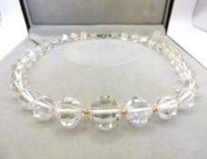 Art Deco Chunky Facet Cut Rock Crystal Necklace Circa 1930's